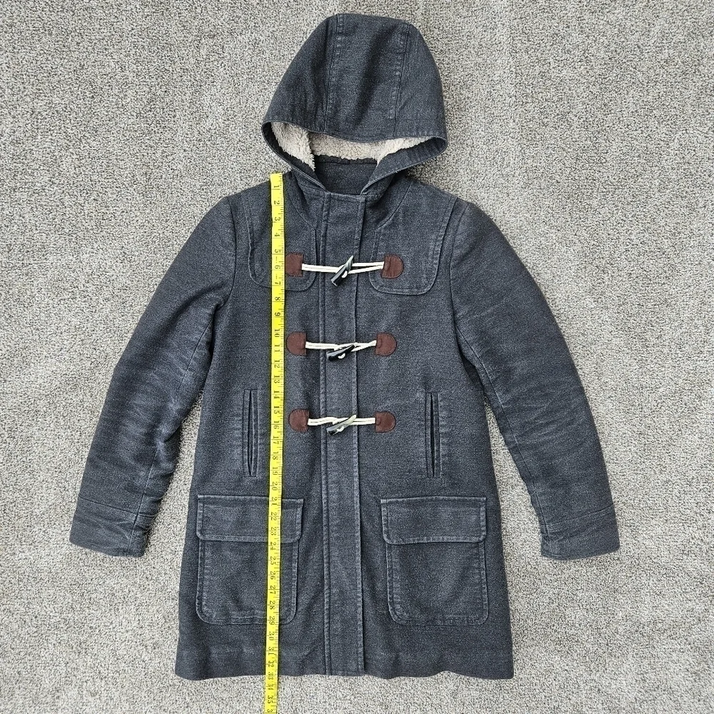 Boden Duffle Coat Gray Cotton Blend Zip & Toggle Hooded Long Peacoat Size 4